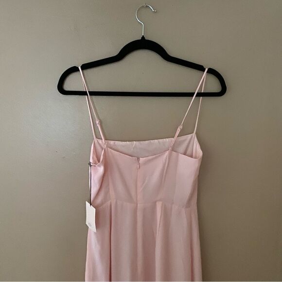 Superdown Addison Maxi Dress Blush pink chiffon slip dress slit Revolve S NWT - Picture 9 of 12